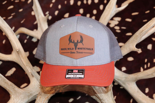 BWHco Whitetails Burnt Orange/Gray Leather Patch