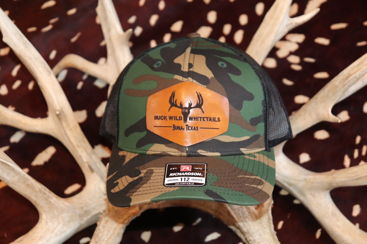BWHco Whitetails Camo/ Black Leather Patch