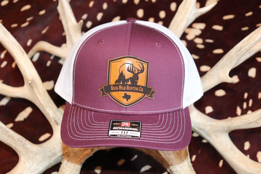 BWHco Hunting Co. Maroon/White Leather Patch